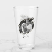 Modern Stylish Unique Black and White Photo Beer Glas (Rückseite)