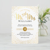 MODERN STYLISH WEDD Gold Konfetti Minze schwarz Einladung (Stehend Vorderseite)