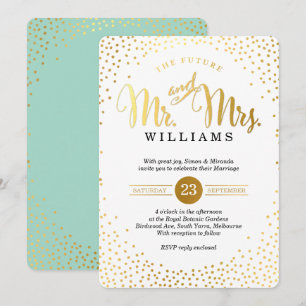 MODERN STYLISH WEDD Gold Konfetti Minze schwarz Einladung