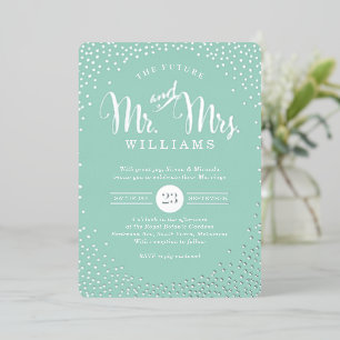 MODERN STYLISH WEDD mini silber Konfetti Minze Folieneinladung