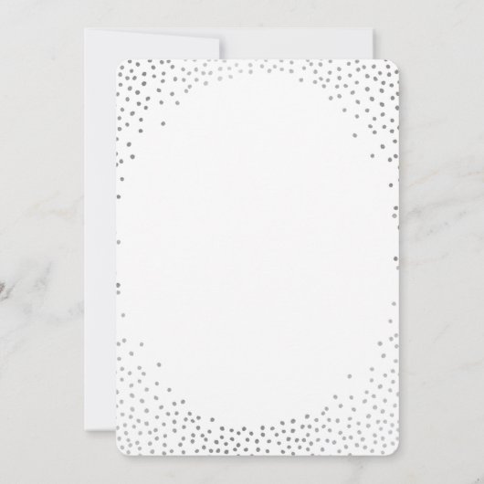 MODERN STYLISH WEDD Mini silber Konfetti schwarz Einladung (Rückseite)