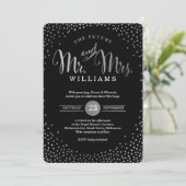 MODERN STYLISH WEDD Mini silber Konfetti schwarz Einladung (Stehend Vorderseite)