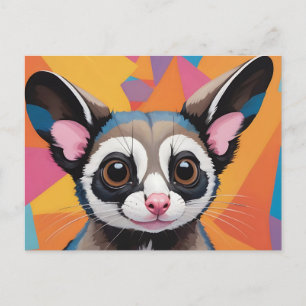 Modern Sugar Glider Abstrakt und farbenfroh Postkarte
