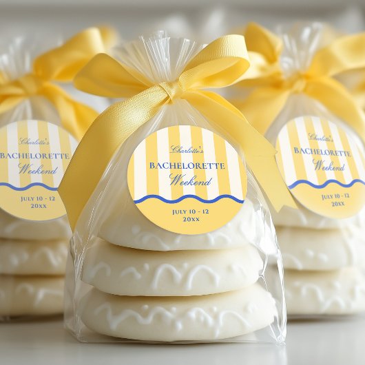 Modern Summer Bachelorette Weekend Favor Runder Aufkleber