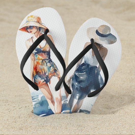 Modern Summer Beach Mode Aquarellname Badesandalen