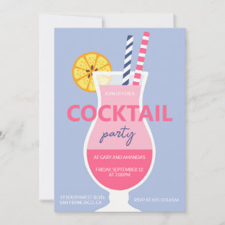 Modern summer cocktail birthday party invitation einladung