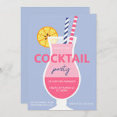Modern summer cocktail birthday party invitation einladung (Vorne/Hinten)