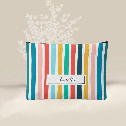 Modern Summer Colorful Vertical Stripes Custom Zubehörtasche
