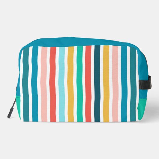 Modern Summer Colorful Vertical  Stripes  Waschbeutel (Rückseite)