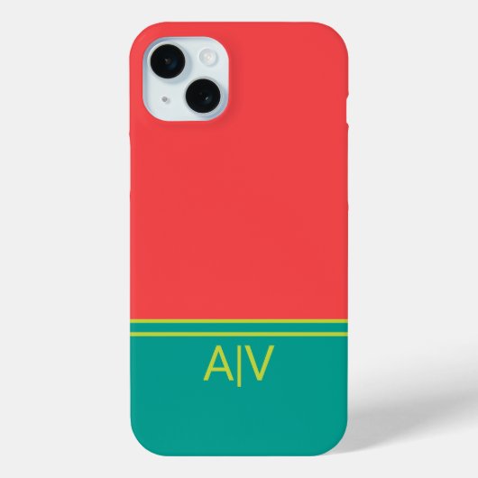 Modern Summer Coral Aquamarine Monogram Case-Mate iPhone Hülle (Rückseite)