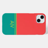 Modern Summer Coral Aquamarine Monogram Case-Mate iPhone Hülle (Rückseite (Horizontal))