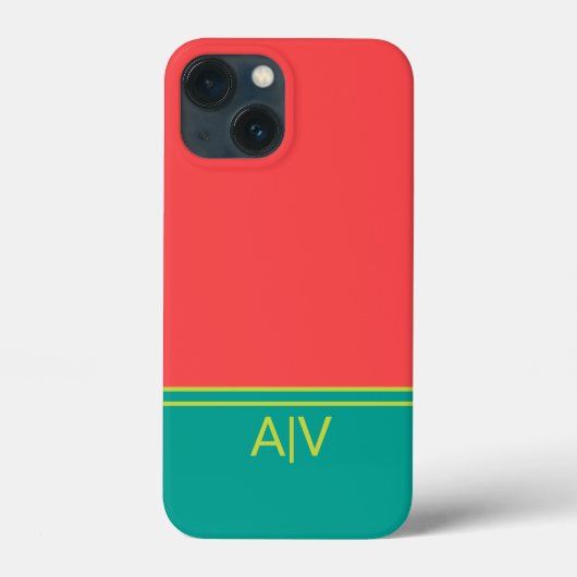 Modern Summer Coral Aquamarine Monogram Case-Mate iPhone Hülle (Rückseite)