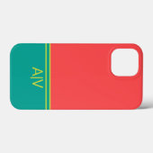 Modern Summer Coral Aquamarine Monogram Case-Mate iPhone Hülle (Rückseite (Horizontal))