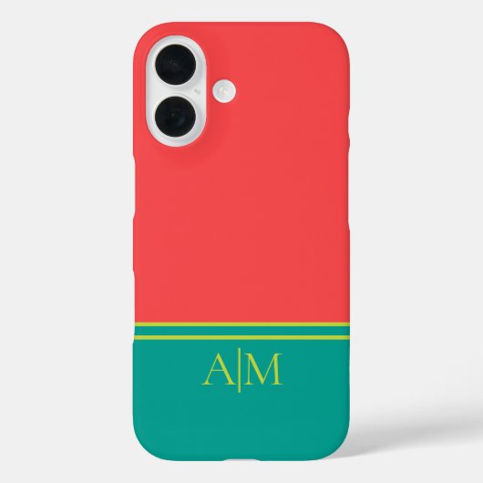 Modern Summer Coral Aquamarine Monogram Case-Mate iPhone Hülle (Rückseite)