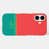 Modern Summer Coral Aquamarine Monogram Case-Mate iPhone Hülle (Rückseite (Horizontal))
