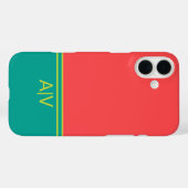 Modern Summer Coral Aquamarine Monogram Case-Mate iPhone Hülle (Rückseite (Horizontal))