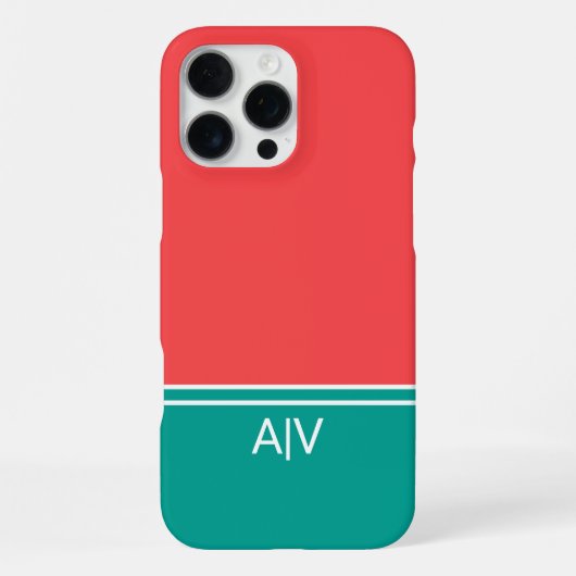 Modern Summer Coral Aquamarine Monogram iPhone Hülle (Rückseite)