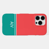 Modern Summer Coral Aquamarine Monogram iPhone Hülle (Rückseite (Horizontal))