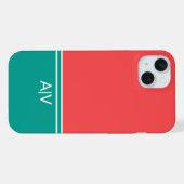 Modern Summer Coral Aquamarine Monogram iPhone Hülle (Rückseite (Horizontal))
