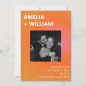 Modern Summer Orange Pink Wedding Photo Save The Date (Vorderseite)
