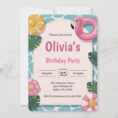 Modern Summer Pool Party Geburtstagsparty Einladung (Vorderseite)