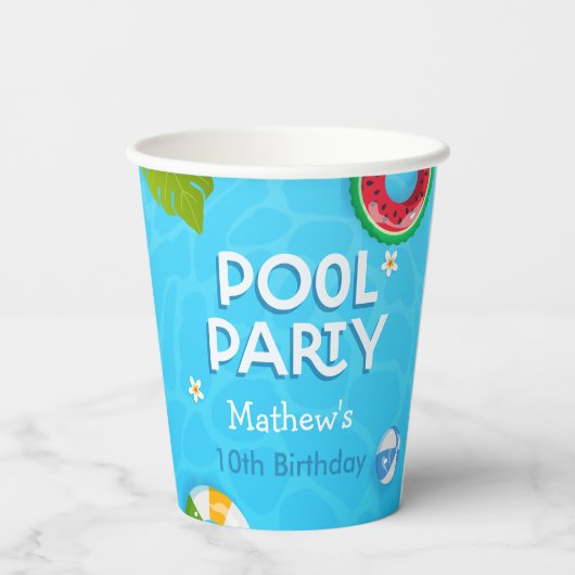 Modern Summer Pool Party Paper Cup Pappbecher (Rückseite)