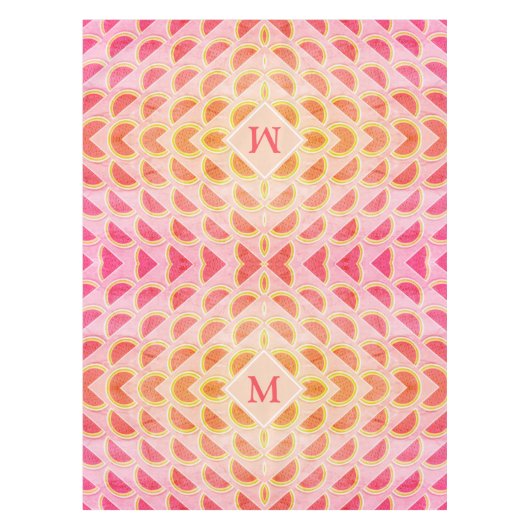 Modern Summer WATERMELON Pink MONOGRAM Tischdecke (Vorderseite)