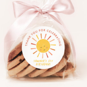 Modern Sun Kindergeburtstag Party Vielen Dank Runder Aufkleber