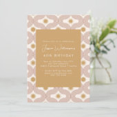 Modern Sun Moon Line Terracotta Gold 40th Birthday Einladung (Stehend Vorderseite)