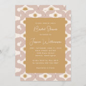 Modern Sun Moon Line Terracotta Gold Brautparty Einladung (Vorne/Hinten)