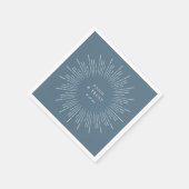 Modern Sunburst Frame Slate Blue Serviette (Ecke)