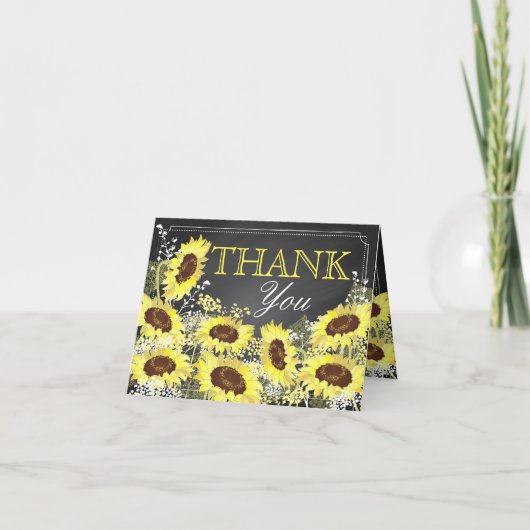 Modern Sunflower Chalkboard Vielen Dank Dankeskarte (Vorderseite)