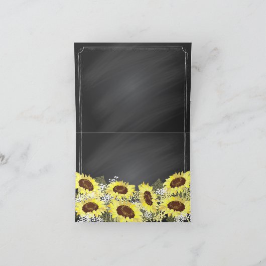 Modern Sunflower Chalkboard Vielen Dank Dankeskarte (Innenseite)