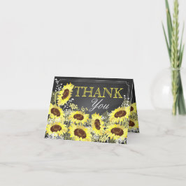 Modern Sunflower Chalkboard Vielen Dank Dankeskarte