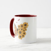 Modern Sunflower Collage Butterfly und Dragonfly Tasse (Vorderseite Links)