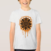 Modern Sunflower Floral Art Abstract Nature Tri-Blend Shirt (Vorderseite)
