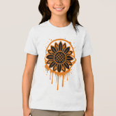 Modern Sunflower Floral Art Abstract Nature Tri-Blend Shirt (Vorderseite)