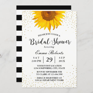 Modern Sunflower Gold Confetti Dots Brautparty Einladung