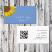Modern Sunflower QR Code Blau Botanisch Visitenkarte