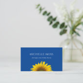 Modern Sunflower Simple Country Blue Visitenkarte (Stehend Vorderseite)