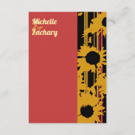 Modern Sunflower Sunset Coral Gold Wedding Begleitkarte
