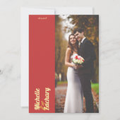 Modern Sunflower Sunset Coral Gold Wedding Dankeskarte (Vorderseite)