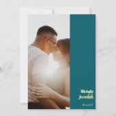 Modern Sunflower Teal Blue Gold Wedding Dankeskarte (Vorderseite)