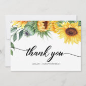 Modern Sunflower Watercolor Vielen Dank Dankeskarte (Vorderseite)