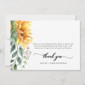 Modern Sunflower Watercolor Vielen Dank Dankeskarte (Rückseite)