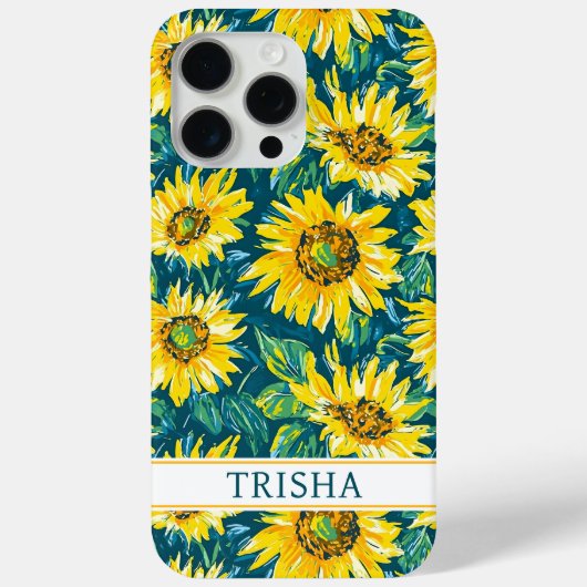 Modern Sunflowers Monogrammed Case-Mate iPhone Ca Hülle (Rückseite)