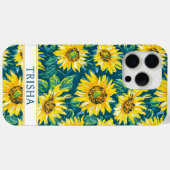 Modern Sunflowers Monogrammed Case-Mate iPhone Ca Hülle (Rückseite (Horizontal))