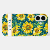 Modern Sunflowers Monogrammed Case-Mate iPhone Hülle (Rückseite (Horizontal))