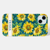 Modern Sunflowers Monogrammed Case-Mate iPhone Hülle (Rückseite (Horizontal))