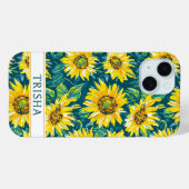Modern Sunflowers Monogrammed Case-Mate iPhone Hülle (Rückseite (Horizontal))